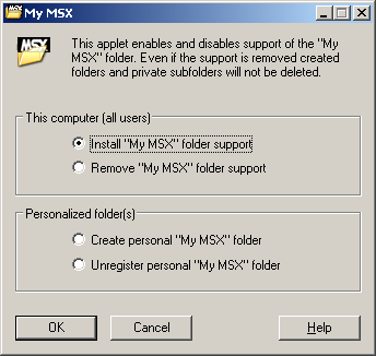 "My MSX" folder setup